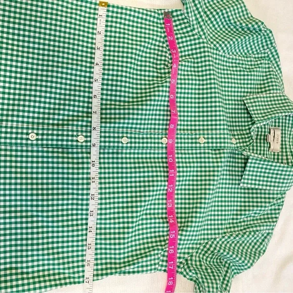 J. Crew Stretch Perfect Green Checkered Fitted Long Sleeve Shirt - Picture 5 of 7
